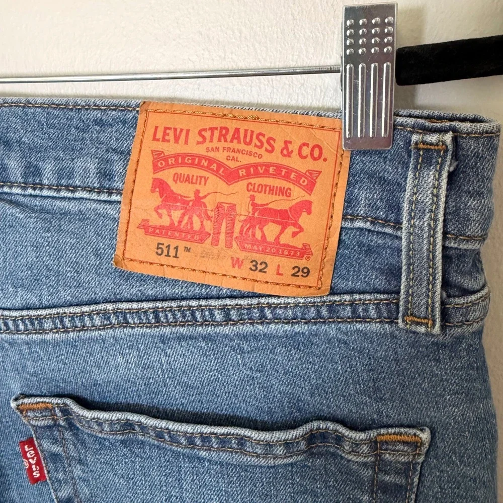 Levi's 511 Classic Slim Fit 32x29 Mens Blue Jean Medium Wash Clean Denim Casual